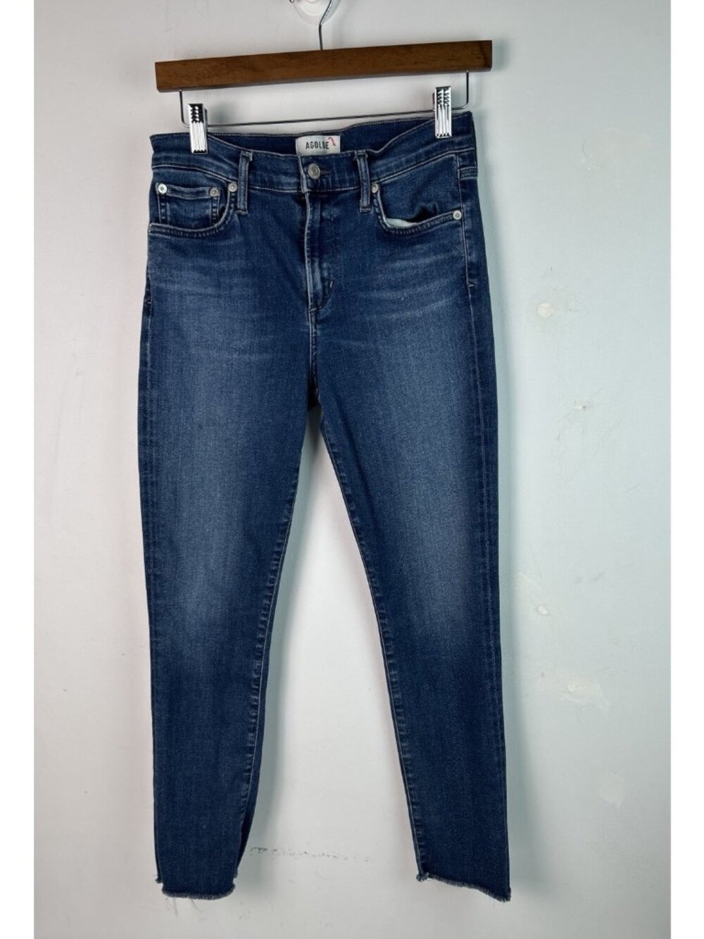 AGOLDE Sophie Jeans Womens 28 Blue Dark Wash Slim Skinny Raw Hem 28x26  Denim